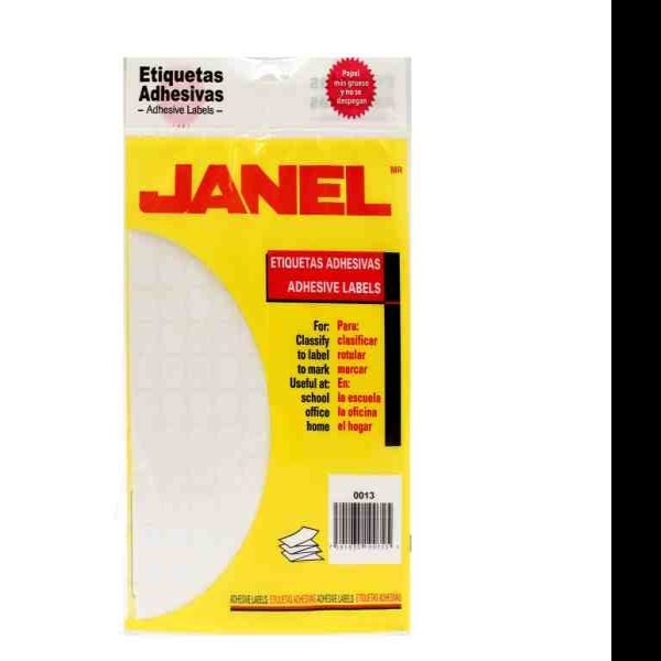 ETIQUETA ADH. BCA. JANEL 00X13 9 PAQ.C20H. E.20